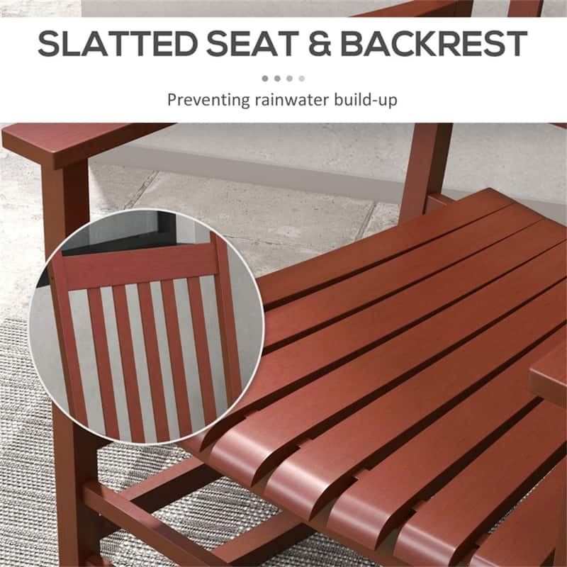 Poplar Rocking Chair Set with Side Table Outdoor - 27.25" W x 33.75" D x 45.25" H