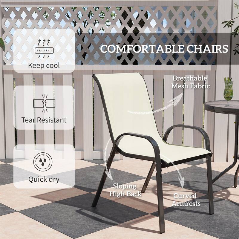 3-Piece Outdoor Patio Set with Tempered Glass Table and Breathable Mesh Armchairs for Balcony - 21.3" W x 28" D x 36.6" H