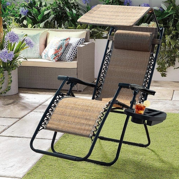 Outdoor Reclining Zero Gravity Chair with Cup Holder with Cushions Support 200kg Color : Silver Extra Wide Adjustable Lounger Chair for Patio Garden Beach Pool 