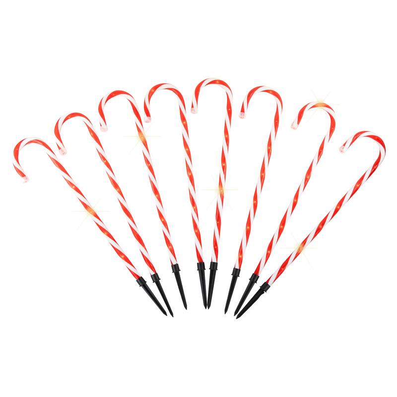 8ct Textured Candy Cane Christmas Pathway Marker Lawn Stakes - 72"