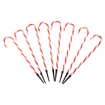 8ct Textured Candy Cane Christmas Pathway Marker Lawn Stakes - 72"