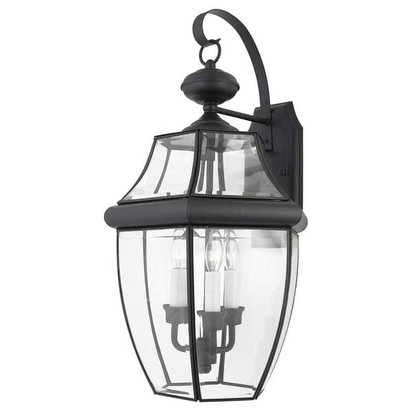 slide 2 of 2, Newbury 3-Light Outdoor Wall Lantern in Mystic Black Mystic Black