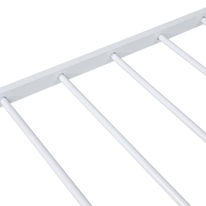 White Twin Size Metal Platform Bed with Two Drawers & House Headboard