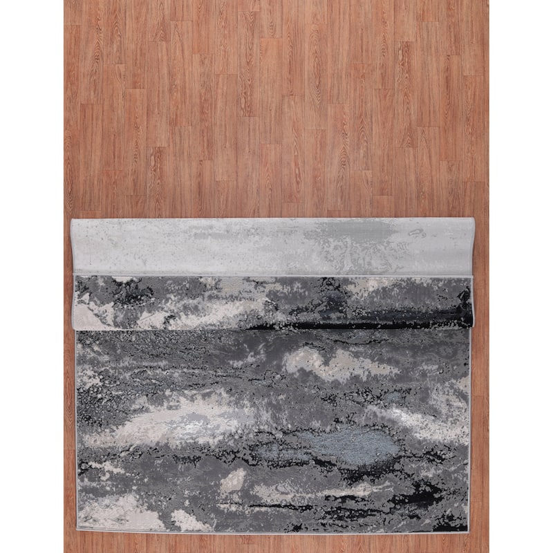 Nevada Collection Abstract Black and Grey Rug