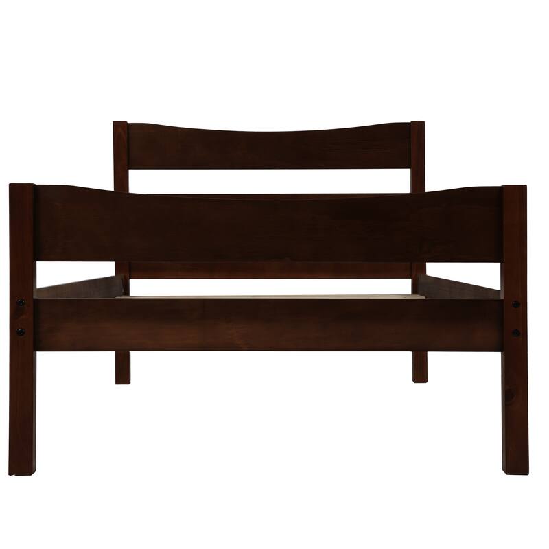 Stylish Twin Wood Platform Bed with Headboard and Under-Bed Storage