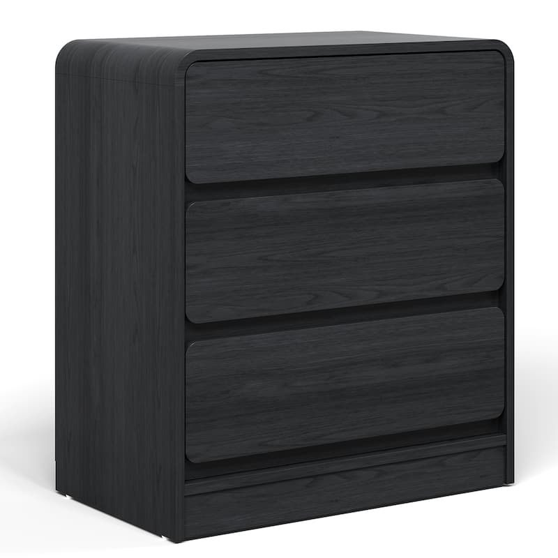 Modern Storage 3-Drawer Nightstand for Bedroom, Nursery, Living Room - Black - 3-drawer