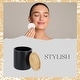 preview thumbnail 50 of 63, Sleek Cotton Pad Holder - Polyresin Bathroom Storage Container with Bamboo Lid - 4 L x 4 W x 4.6H