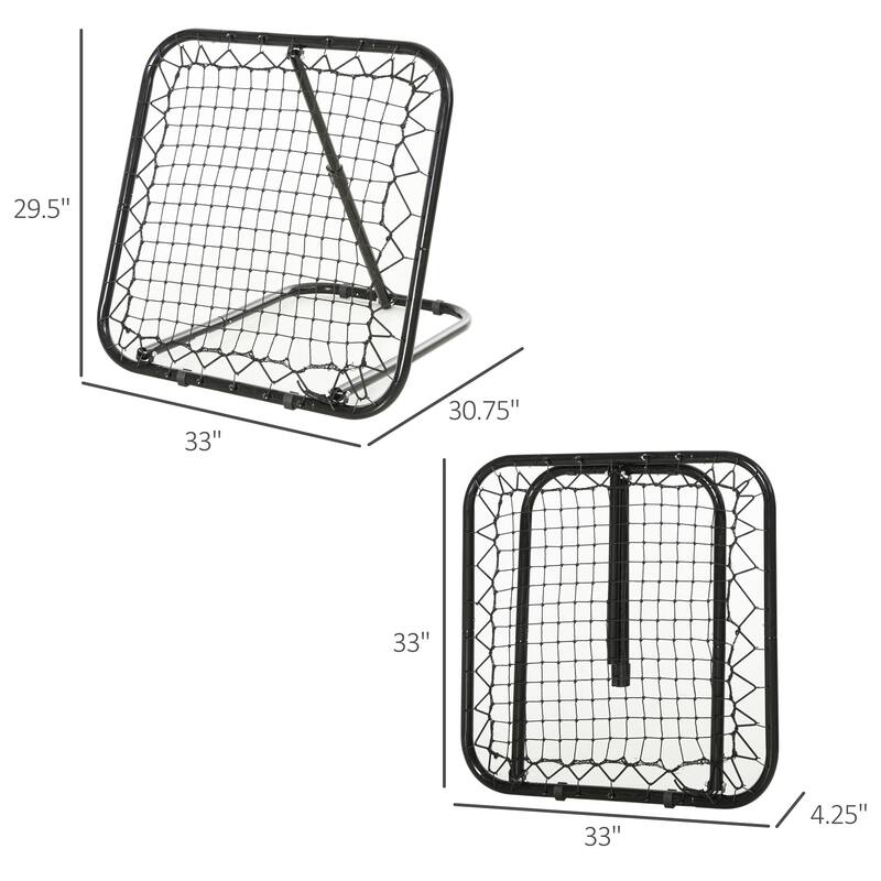 Soozier Angle Adjustable Rebounder Net Goal Training Set soccer, Baseball, Basketball Daily Training, Black