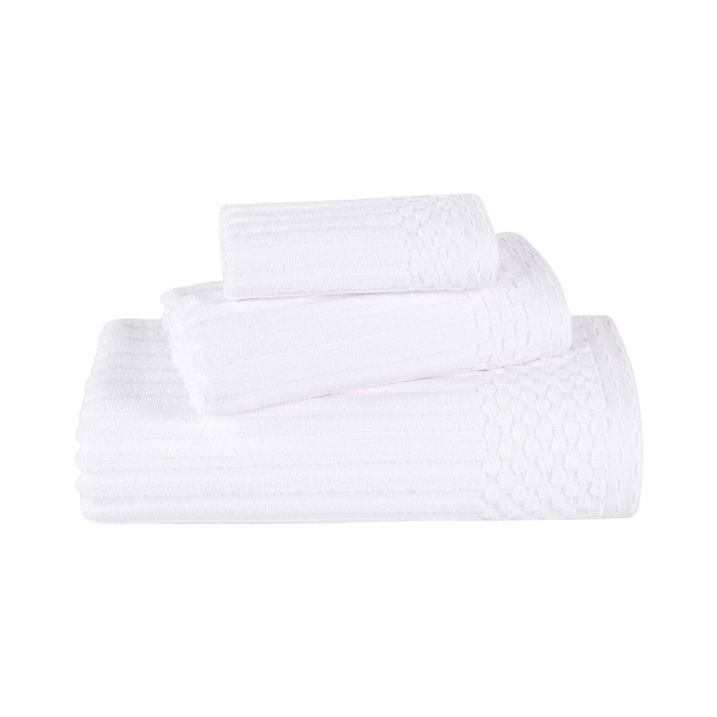 Blue Nile Mills Modern Ribbed 100% Cotton Quick-Dry 3-Piece Towel Set