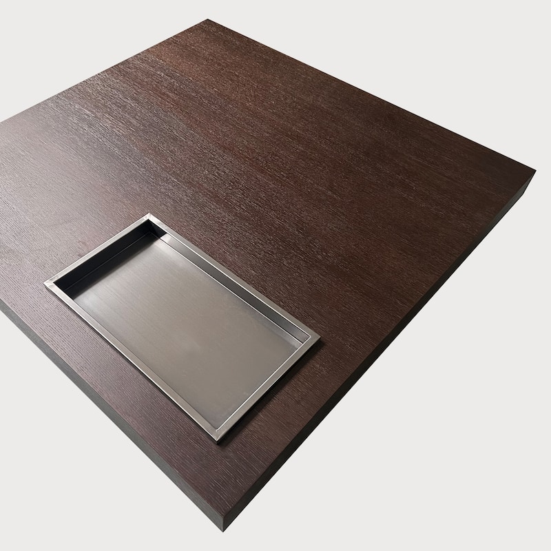 43" Mid Century Modern Square Coffee Table, Carbon Steel Legs