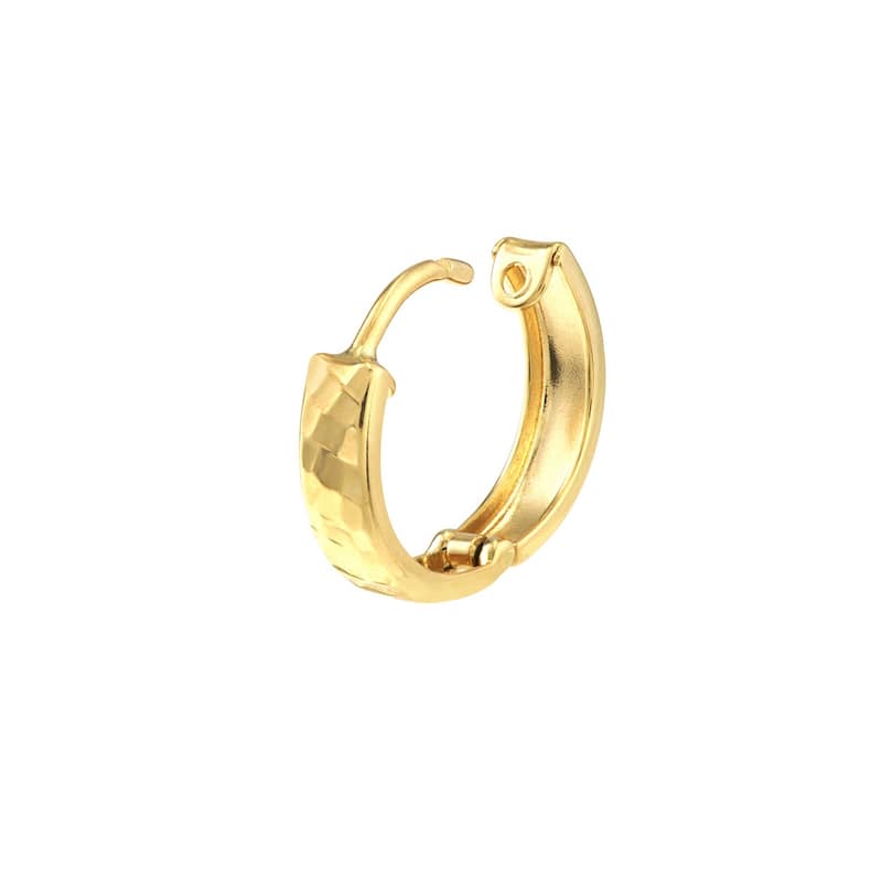 Curata 10k Yellow Gold 14x5mm Hinged Cut Pattern Hoop Earrings