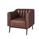 preview thumbnail 38 of 43, Alfons Industrial Leather Chair with Channel Tufting and Metal Leg by HULALA HOME
