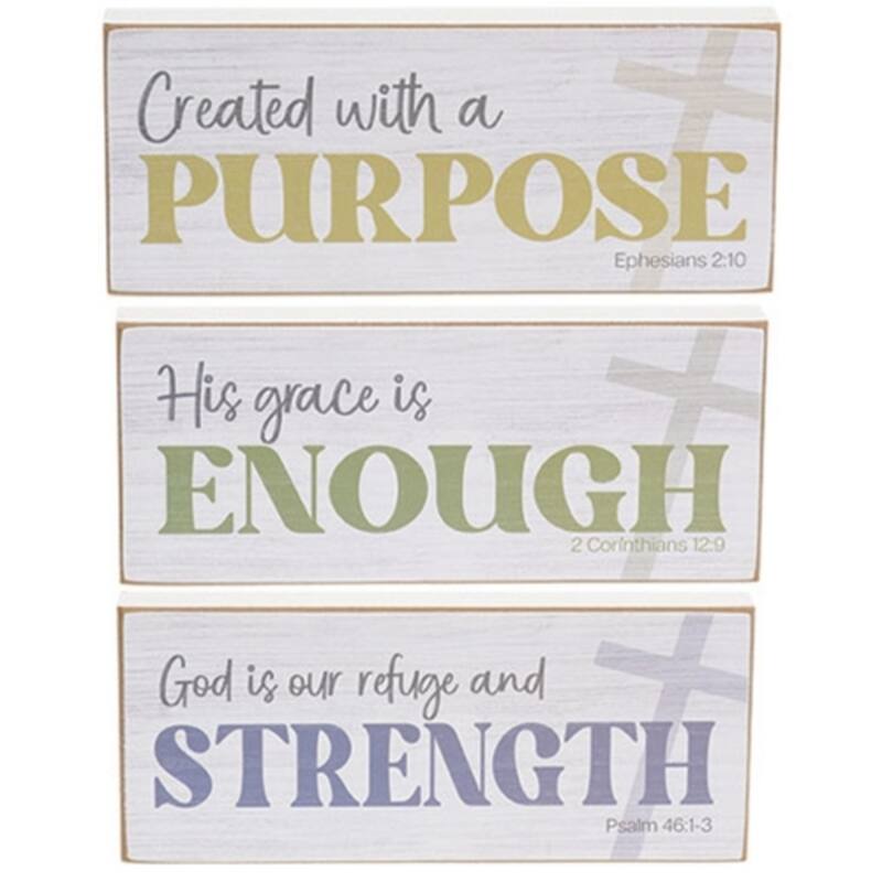 Created With A Purpose Rectangle Blocks Inspirational Decor- 3 Asstd. - 7” x 0.75” x 3” - Multi