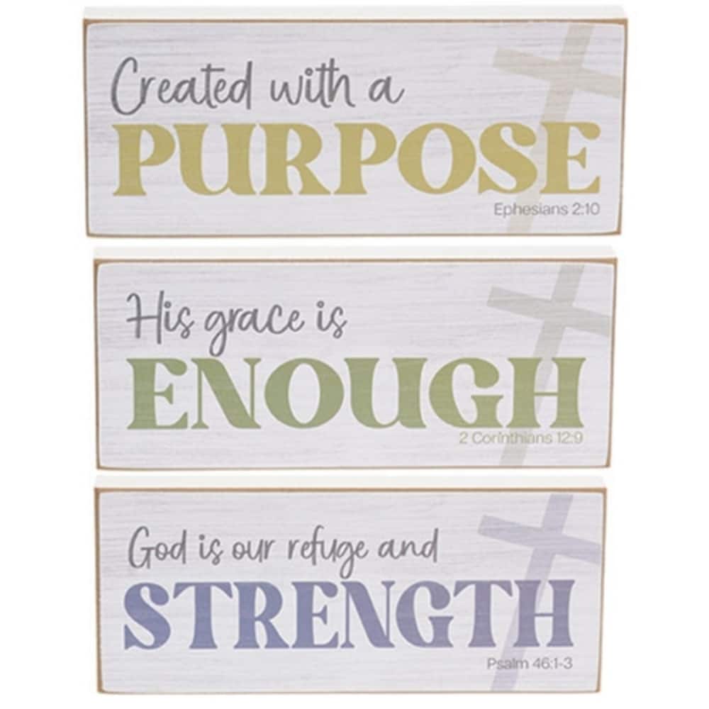 Created With A Purpose Rectangle Blocks Inspirational Decor- 3 Asstd. - 7” x 0.75” x 3”