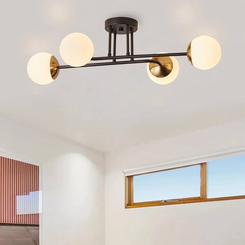 Modern Sputnik Glass Style Semi Flush Mount Lighting Fixture