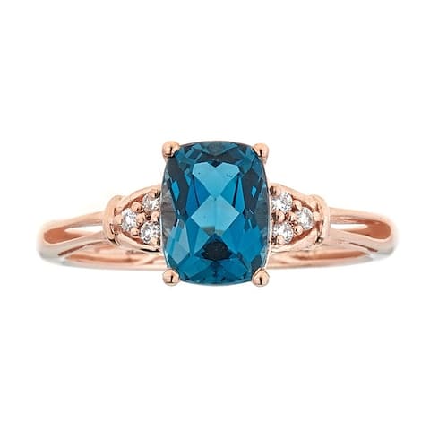 Anika and August 10k Rose Gold London Blue Topaz and Diamond Accent Ring