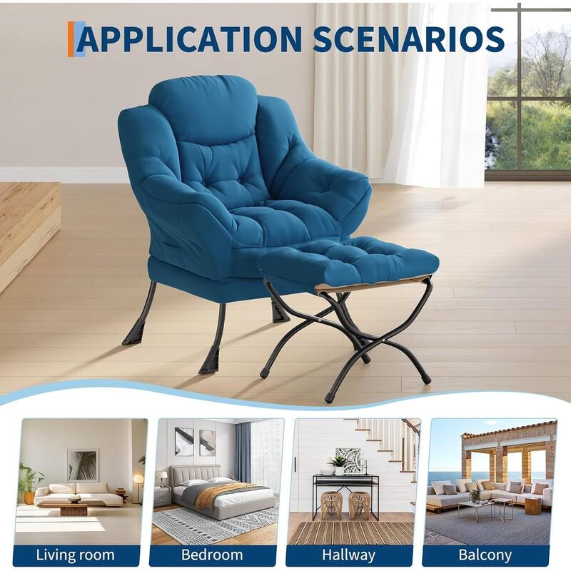 Lazy Chair and Ottoman, with Side Pocket and Arm