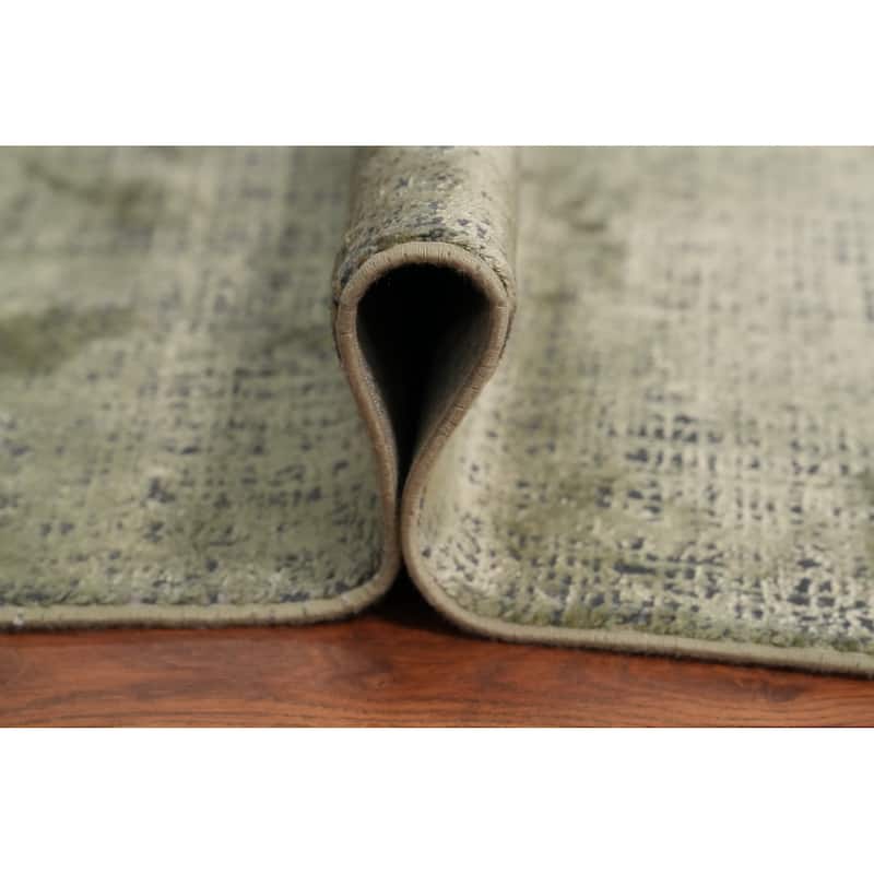 Machine Made Oriental Polyester Carpet Modern Abstract Green Abstract Area Rug - 7' 5'' X 5' 2''