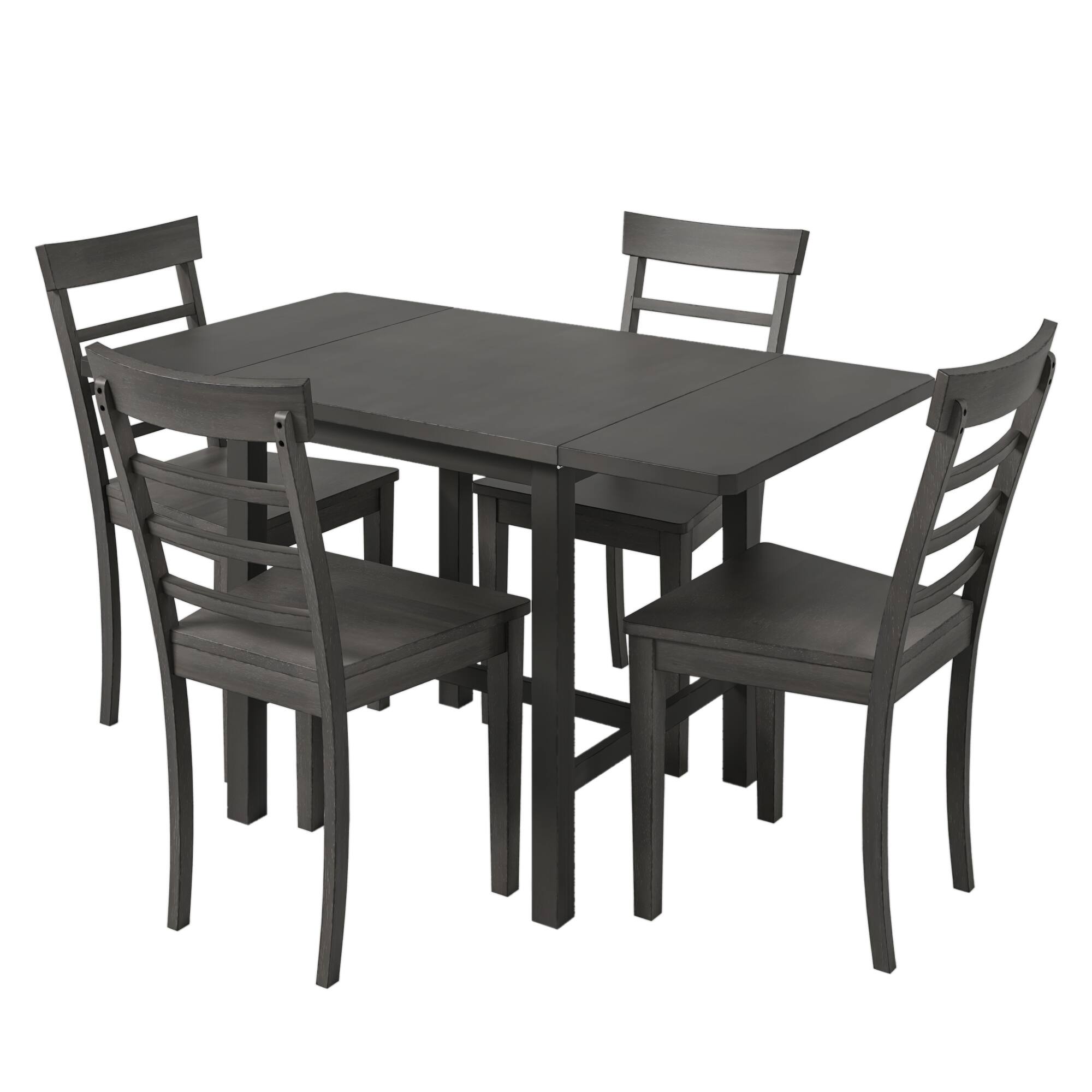 5Piece Wood Square Drop Leaf Dining Table Set Extendable Kitchen