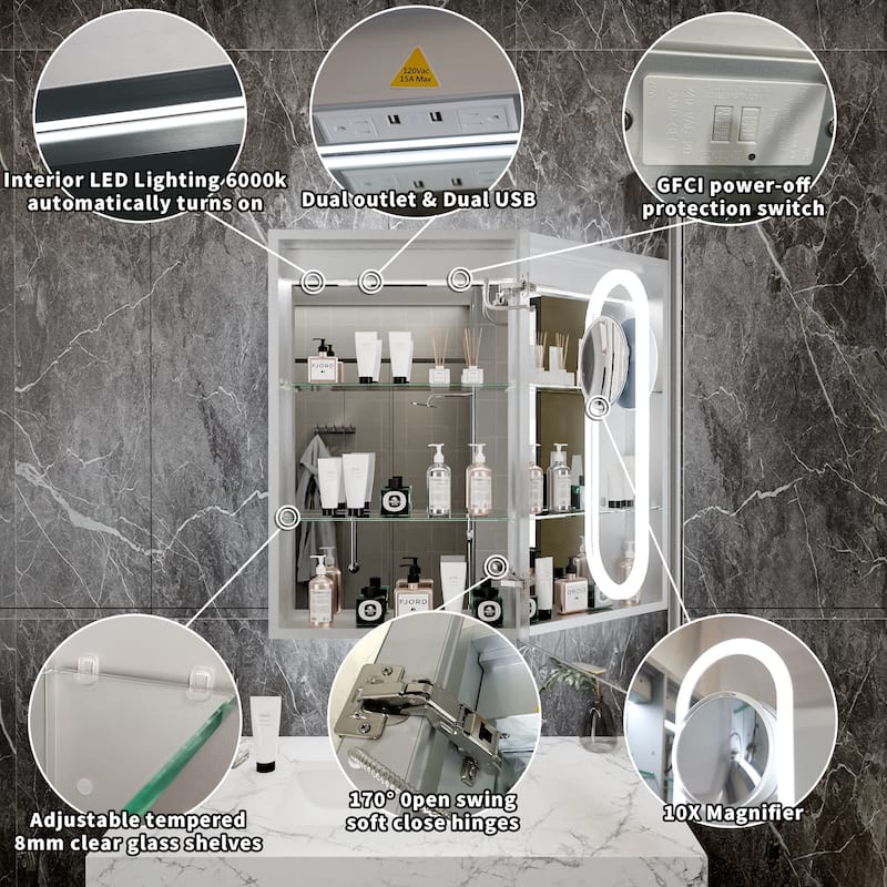 Modland 20x32" LED Recessed or Surface Medicine Cabinet with Mirror