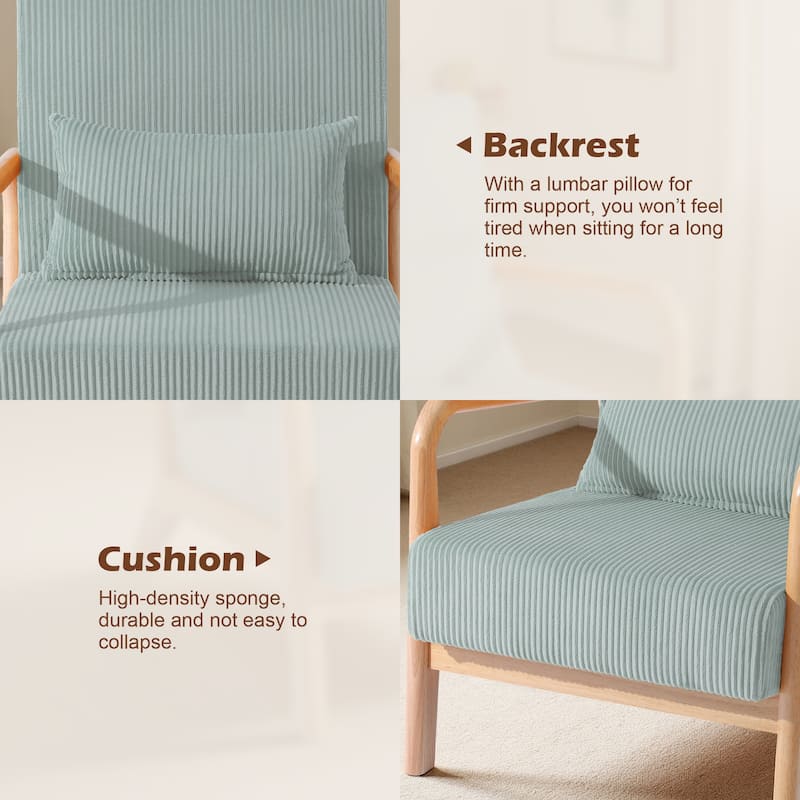 25" W Mid Century Upholstered Wood Accent Chair with Pillow set of 2