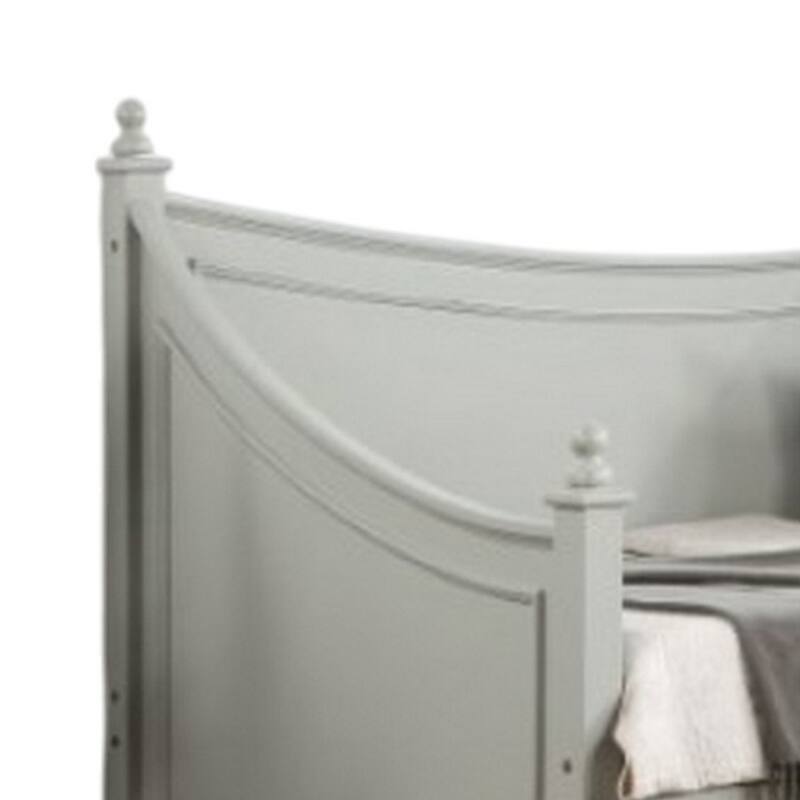 Kiki Twin Size Daybed, 4 Poster Design, Modern Light Gray Finish