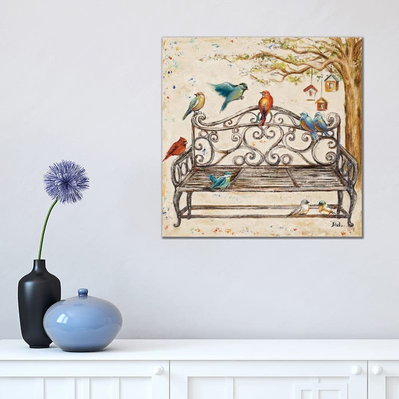 iCanvas "Birds on the Bench" by Patricia Pinto Canvas Print - 18x18x1.5