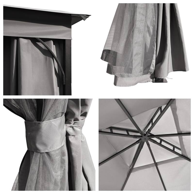 Patio Gazebo with Mosquito Netting and Privacy Screens for Backyard