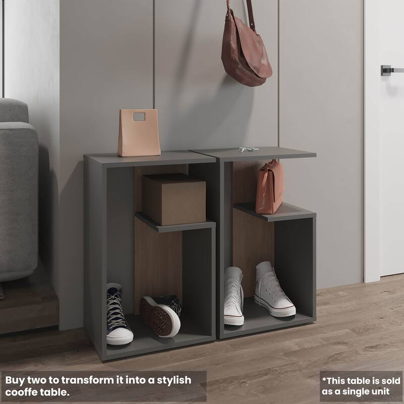 Side Table 25" H, 1 Shelf with durable engineered wood construction,easy to assemble