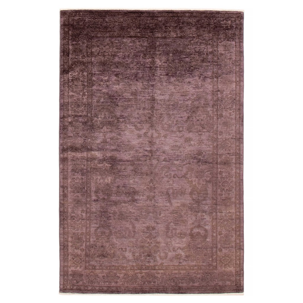 ECARPETGALLERY Hand-knotted Vibrance Purple Wool Rug - 5'9 x 8'11