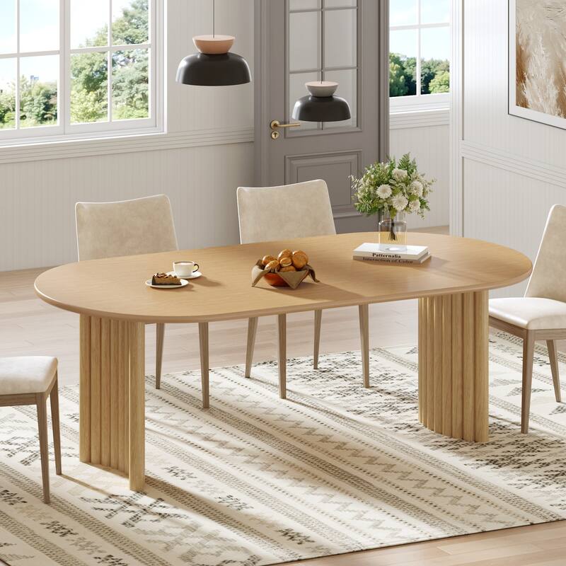 Dovelina 30"H Oval Wood Double Pedestal Dining Table Seats 6 - 67*33.5