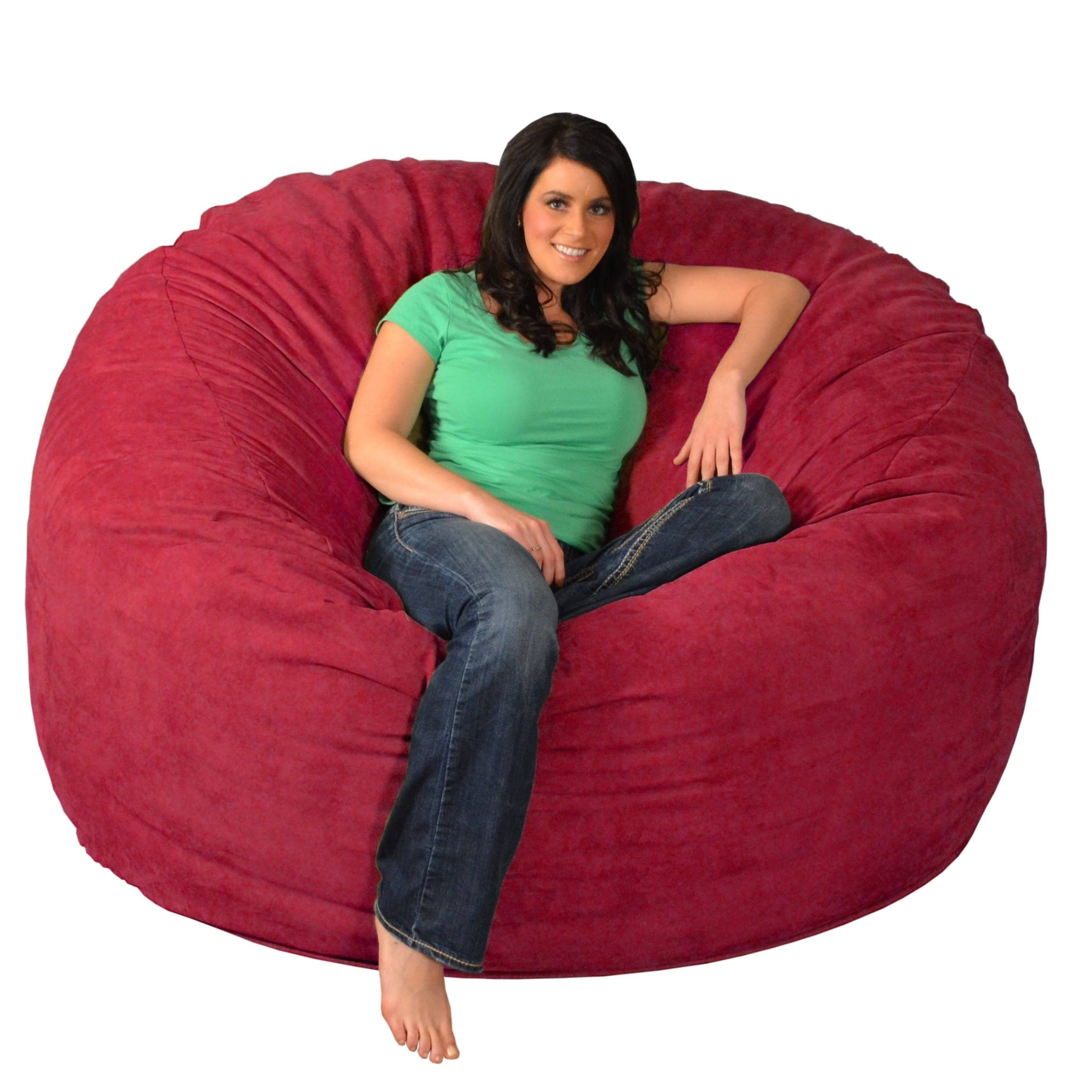 6' Huge Bean Bag Chair With Memory Foam Filling And Washable Cover