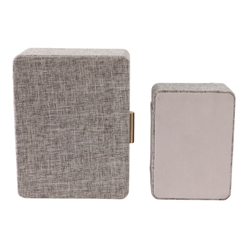 Fabric Organizer Box with Lid Modern (Set of 2) - 9" Brown - 9" x 7" x 4"