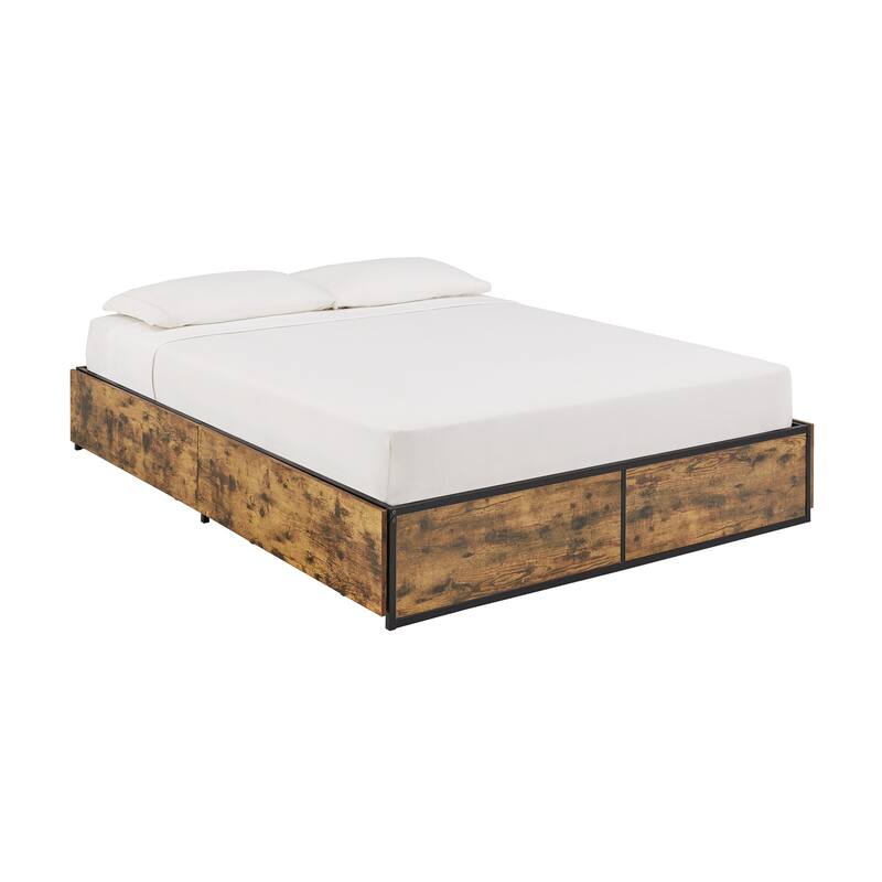 Youngstown Wood Finish Panel Black Metal Platform Bed with Storage Drawers by iNSPIRE Q Modern - Queen