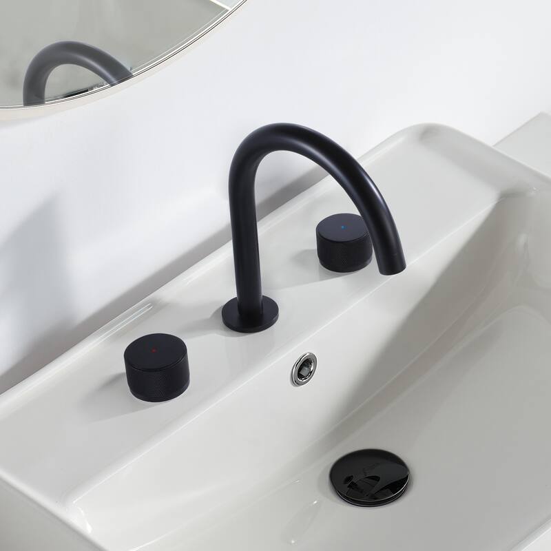 9.7"H Solid Brass Widespread Dual Knob Handles Bathroom Faucets