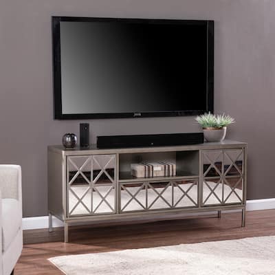 SEI Furniture Duxbury Glam Silver Wood Media TV Stand for TV's up to 51"