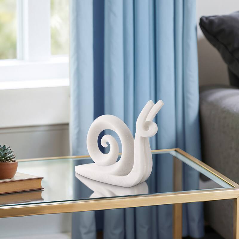 Resin Sculpture Modern Ninove Spiral Snail Figurine - 10" White - 12.5" x 3.25" x 9.75"