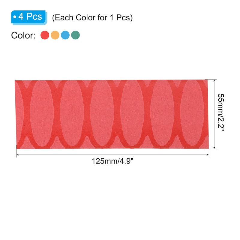 4PCS Cutting Knife Handle Heat Shrink Sleeve, Oval Pattern - 2.2"x4.9" - Red/Yellow/Blue/Green