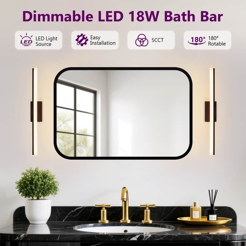 LED Bath Bar Black Vanity Light For Bathroom, Mirror, Sink, Or Dressing Room
