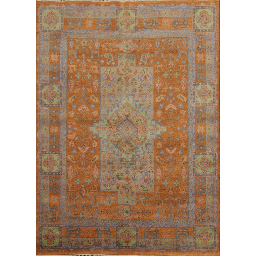 Hand Knotted Oriental 100% Wool Carpet Traditional Tribal Oranges & Rust Heriz (serapi) Area Rug - 10' 1'' X 8' 1''