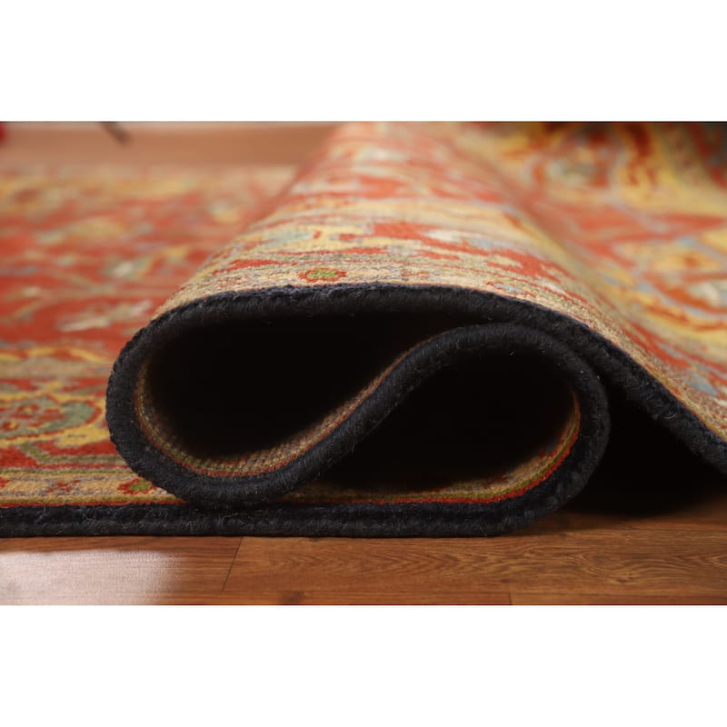 Hand Knotted Oriental 100% Wool Carpet Traditional Medallion Oranges & Rust Heriz (serapi) Area Rug - 9' 9'' X 7' 9''