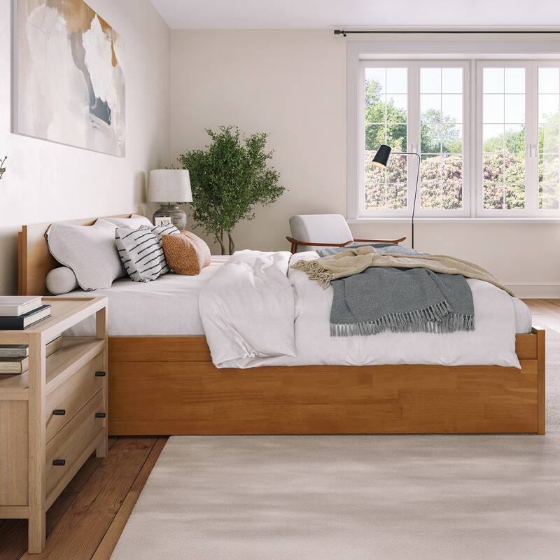 AFI Orlando Platform Bed with Footboard & Twin XL Trundle