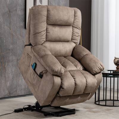 Iconic Massive Chenille Recliners Lift Sofa Chair (Up to 330lbs) with Massage,Heating and Assisted Standing