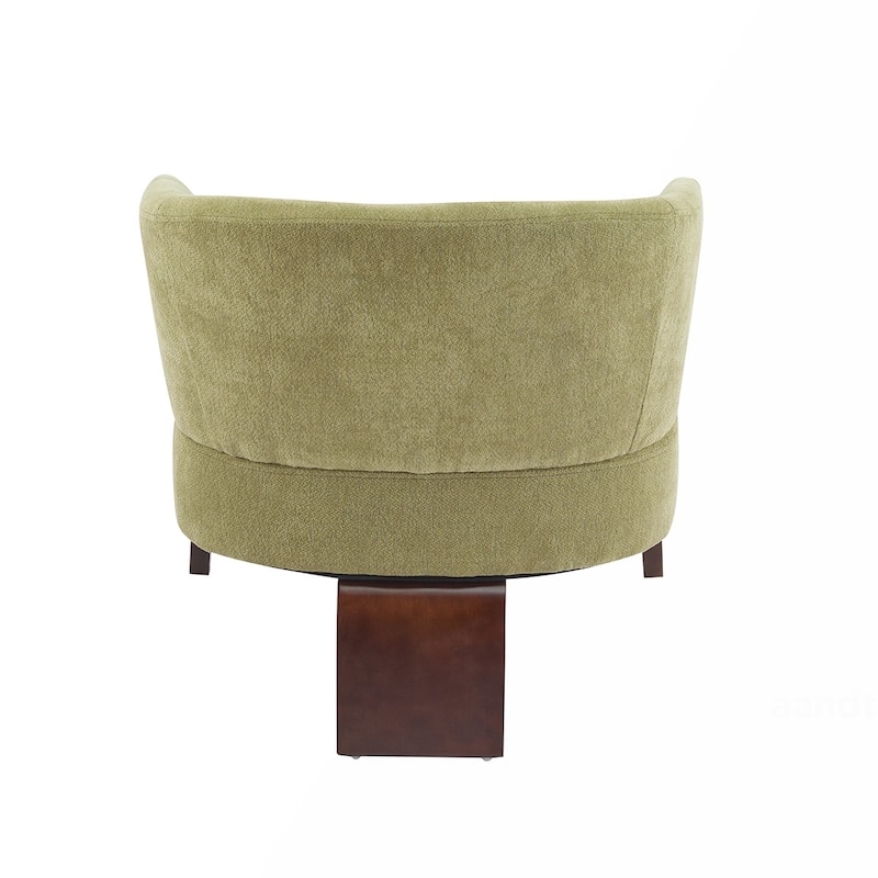 Fabric Round Back Accent Chair With Wood Legs