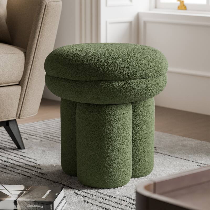 Furniture of America Ronan Modern 18-inch Mushroom Upholstered Ottoman - Green