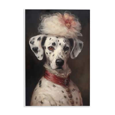 Stupell Dalmatian with Fancy Hat Portrait Wall Plaque Art Design By Wumples