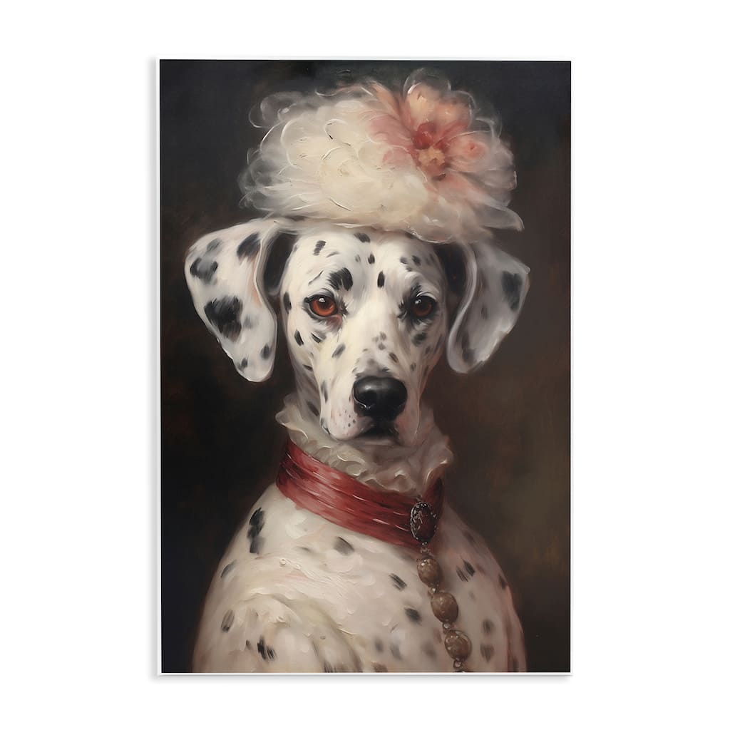 Stupell Dalmatian with Fancy Hat Portrait Wall Plaque Art Design By Wumples