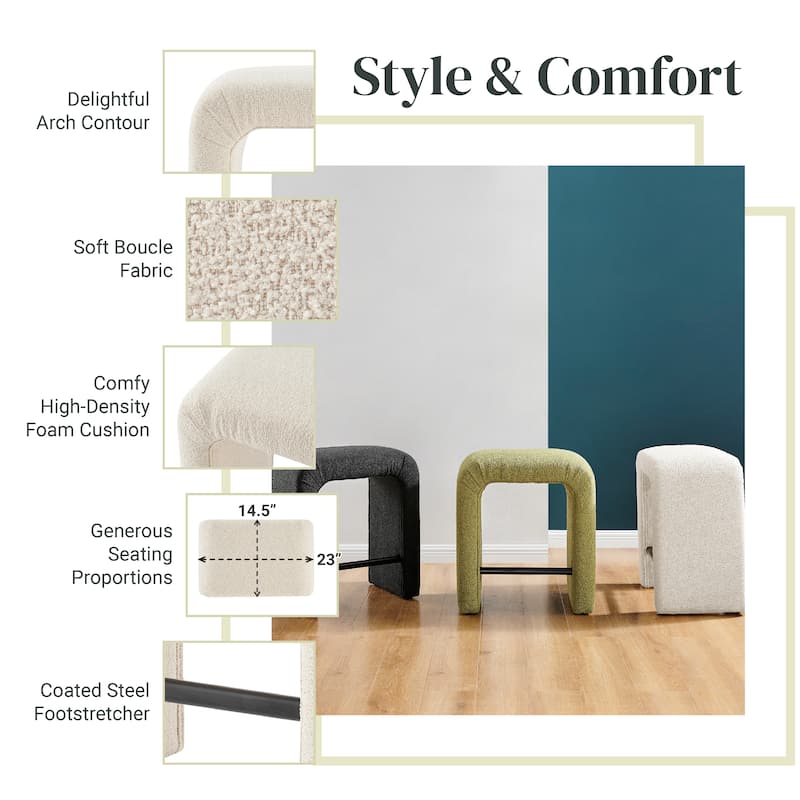 NPD Furniture Jovanka Boucle Fabric Counter Stool