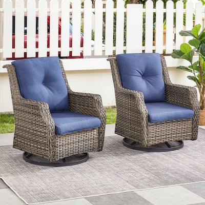Patio Swivel Glider Wicker Chairs - Grey