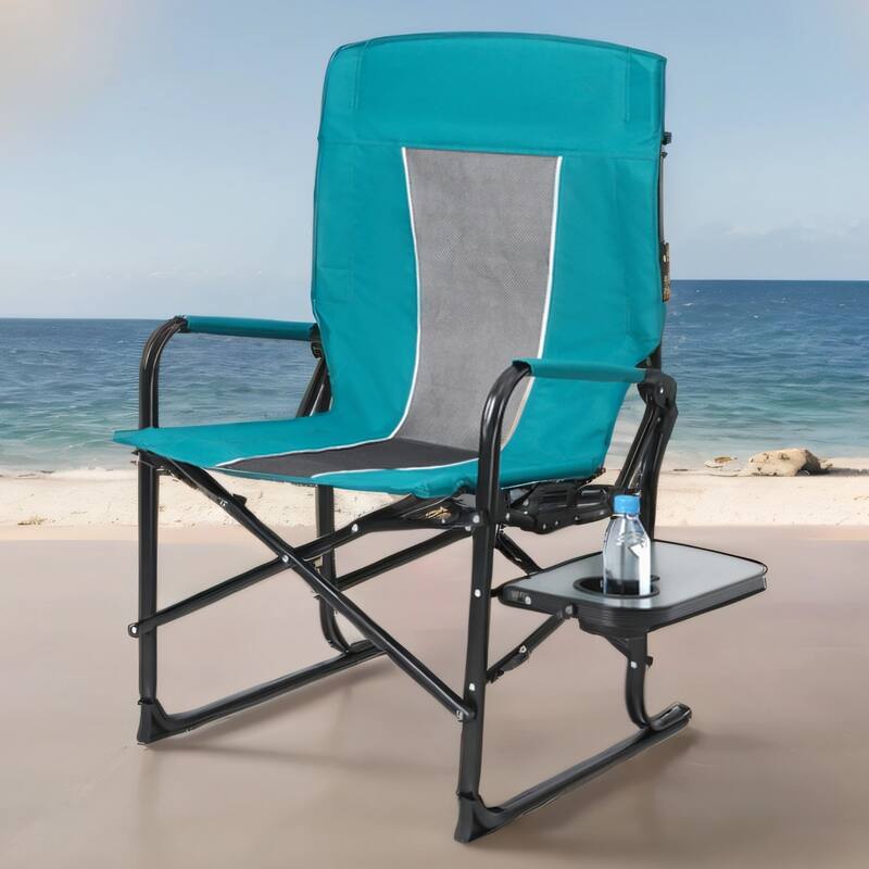 Oversized Portable Folding Camping Chair with Side Table and Pocket